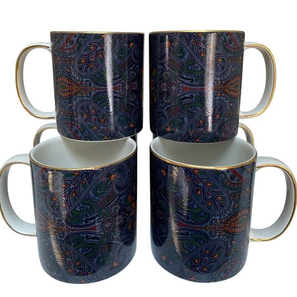 VTG Ralph Lauren Wedgwood King Charles Paisley Coffee Mugs – Set Of 6 - Picture 3 of 4